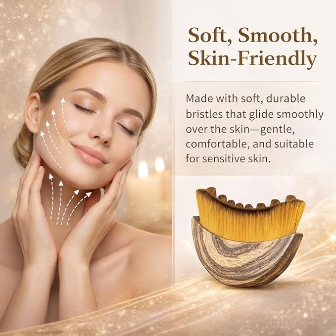 Lymphatic Contour Face Brush, Ergonomically Designed to Fit The Skin Precisely and Relieve Fatigue, Facial Massage Brush for Drainage & Sculpting- Anti-Puffiness, Detox & Lift, Dry Brushing Face