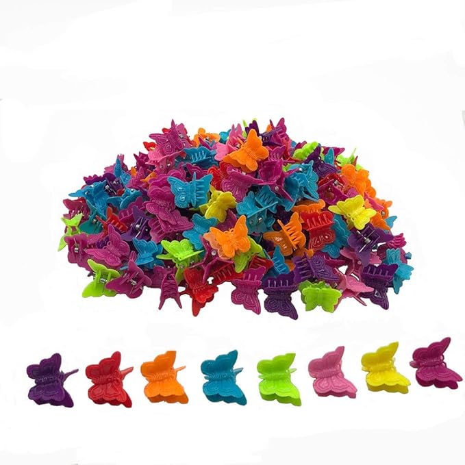 100 Packs Assorted Color Butterfly Hair Clips, Beautiful Mini Clips Accessories for Women and Girls, Random
