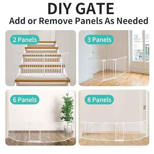 Extra Wide Baby Gate, 30" Tall 47" Wide Configurable Baby Gate Fireplace Safety Fence, Metal Pet Safety Playpen for Toddler/Pet/Dog Christmas Tree Fence (Whtie, 2-Panel)