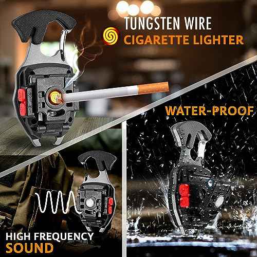 GUARDMAN Stocking Stuffers ? Multitool Survival Keychain Tool, LED Flashlight, Carabiner, Fire Starter, Screwdriver, Whistle, Bottle Opener ? Camping & Outdoor Multi Tool Gear - 1 Pack