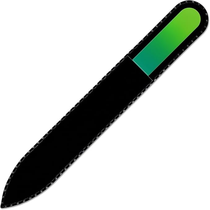 Mont Bleu Rainbow Crystal Nail File in Black Pouch - Czech Tempered Glass - Handmade in Bohemia (Czech Republic)