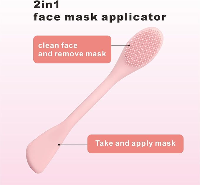 Silicone Face Scrubber Blackhead Remover Tool,Mask Applicator for Nourishing, Pore Deep Cleaning & Exfoliator -No-Slip Long Handle, Gentle Face Massage,Daily Skin Care Tool for Women & Men (Pink)