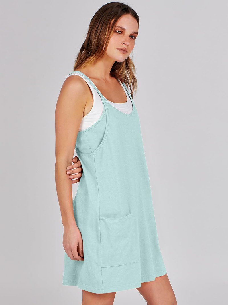ANRABESS Women Athletic Dress Summer Tennis Workout Active Sports Mini Romper Dress Built in Shorts Travel Vacation Clothes Mint Green Small