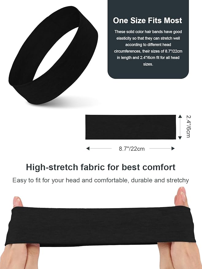 DRESHOW 8 Pack Sports Headbands for Women Non-Slip Stretchy Fashion Hairband Curly Hair Headband Soft Hair Accessories for Daily Wear Workout Yoga Running