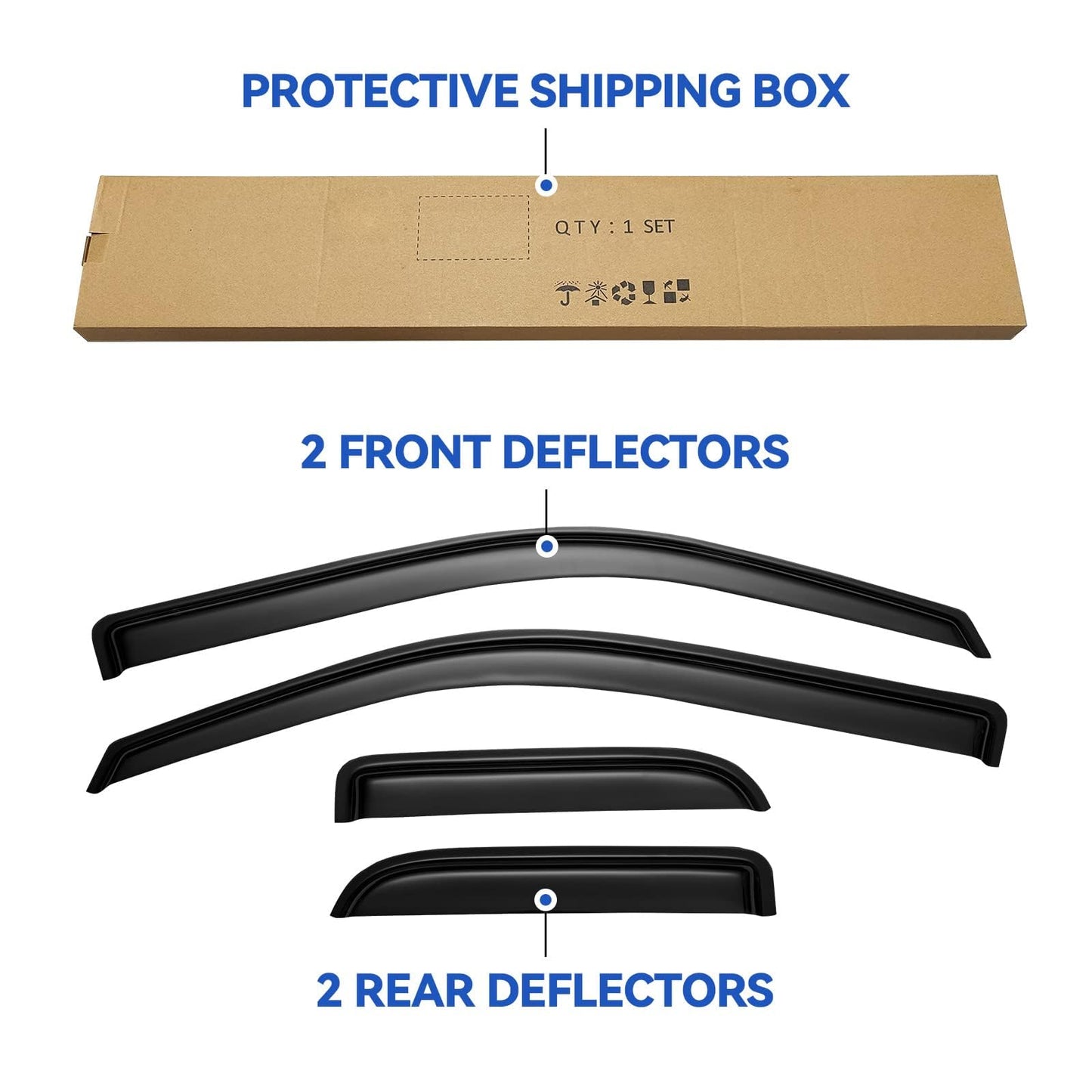 Window Visors Rain Guards for 2004-2014 Ford F150 SuperCab, Out-Channel Window Vent Wind Deflectors Visors Shades for 04-14 F-150 Extended Cab