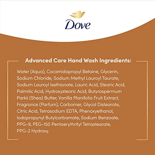 Dove Advanced Care Hand Wash Shea Butter & Warm Vanilla for Soft,Smooth Skin,More Moisturizers than the Leading Ordinary Hand Soap,12 oz,(Pack of 8)