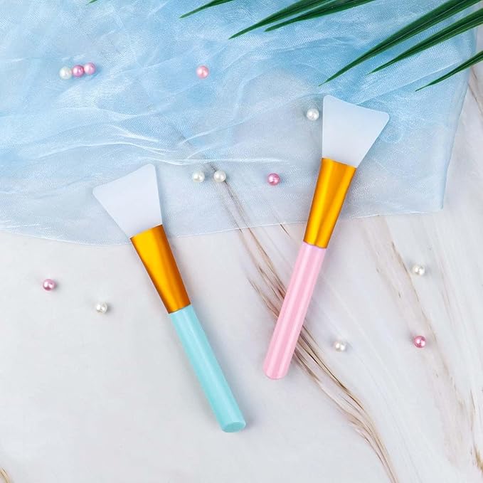 2 Pcs Silicone Face Mask Brush Silicone Mask Applicator Soft Silicone Facial Mud Mask Brushes Face Mask Beauty Tools Hairless Applicator Tool for Body Lotion Butter Clay Mask DIY Mask (Blue + Pink)