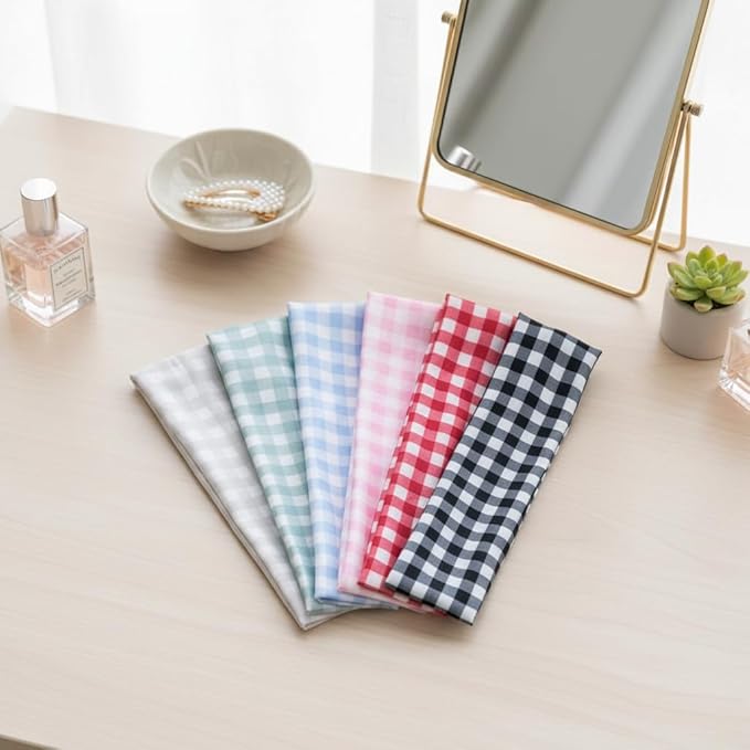 TERSE Plaid Headbands for Women Trendy Hair Accessories: Cute Head Bands for Women's Hair Fashion Hairbands 6PCS