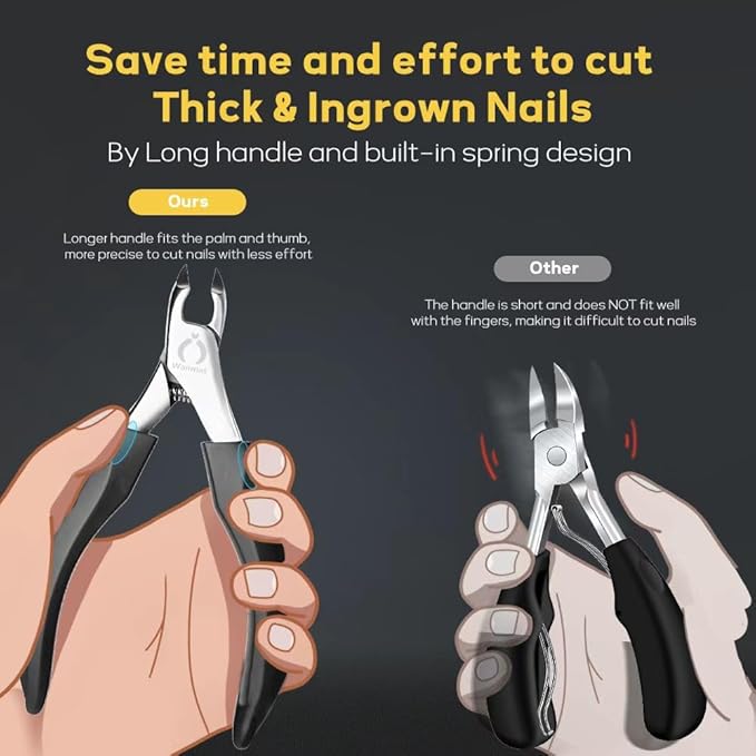 5 in 1 Professional Toenail Clippers for Thinck & Ingrown Nails, Upgraded Podiatrist Toe Nail Clippers for Men, Sharp Blade Nail Cutter Set, Wanmat