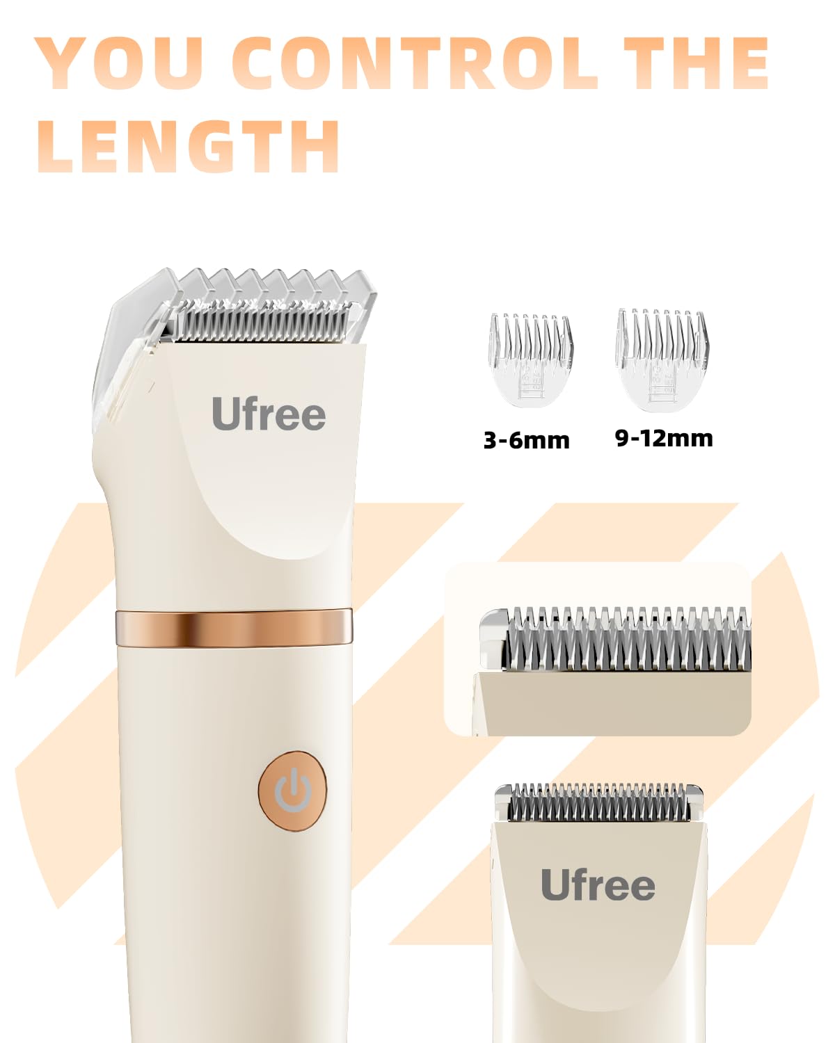 Ufree Bikini Trimmer Electric Razors for Women, Rechargeable Pubic Hair Trimmer Electric Shaver for Legs Body Hair, Bikini Shaver IPX7 Waterproof, White