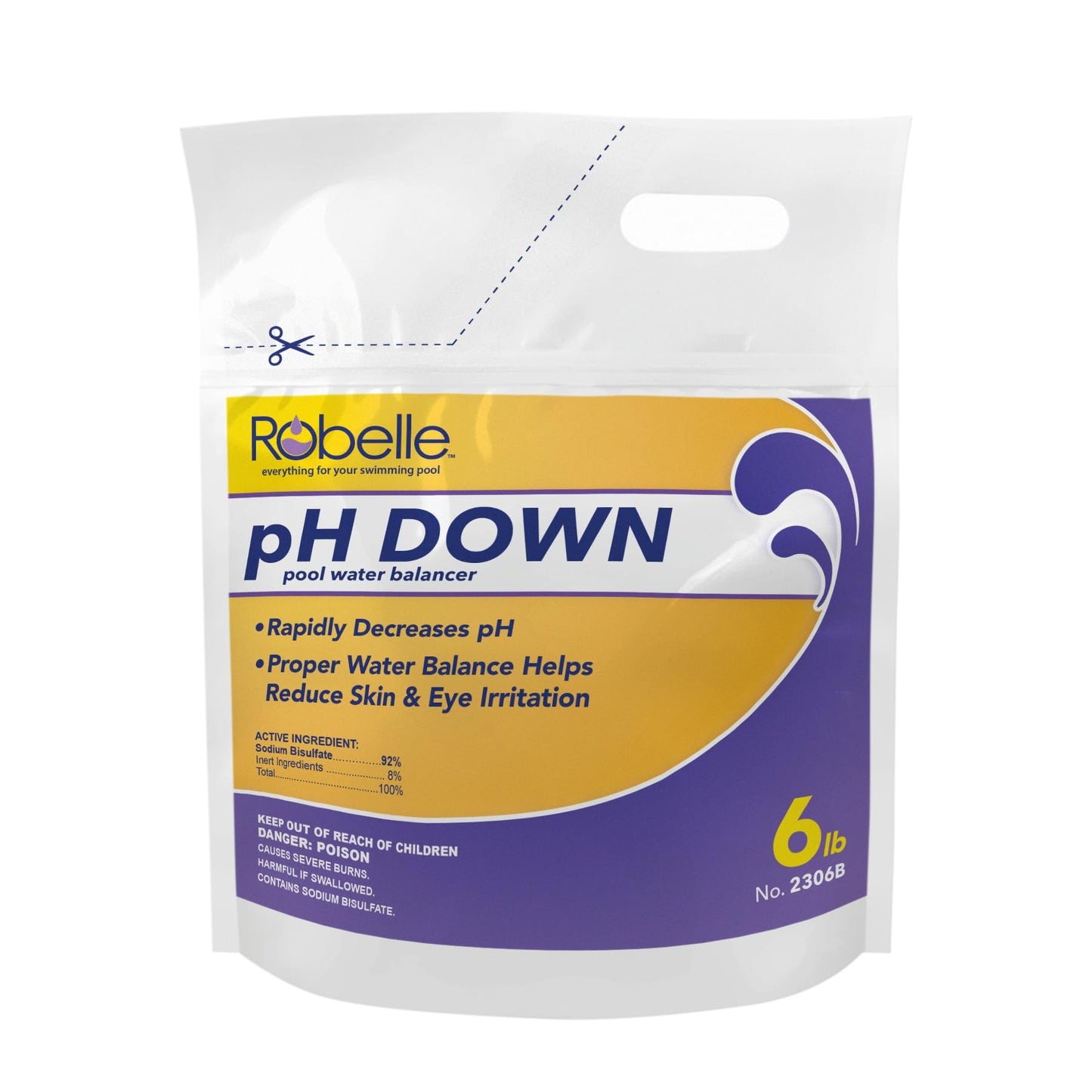 Robelle 6-Pounds Premium pH Down for Pools, Concentrated Sodium Bisulfate, Made in USA