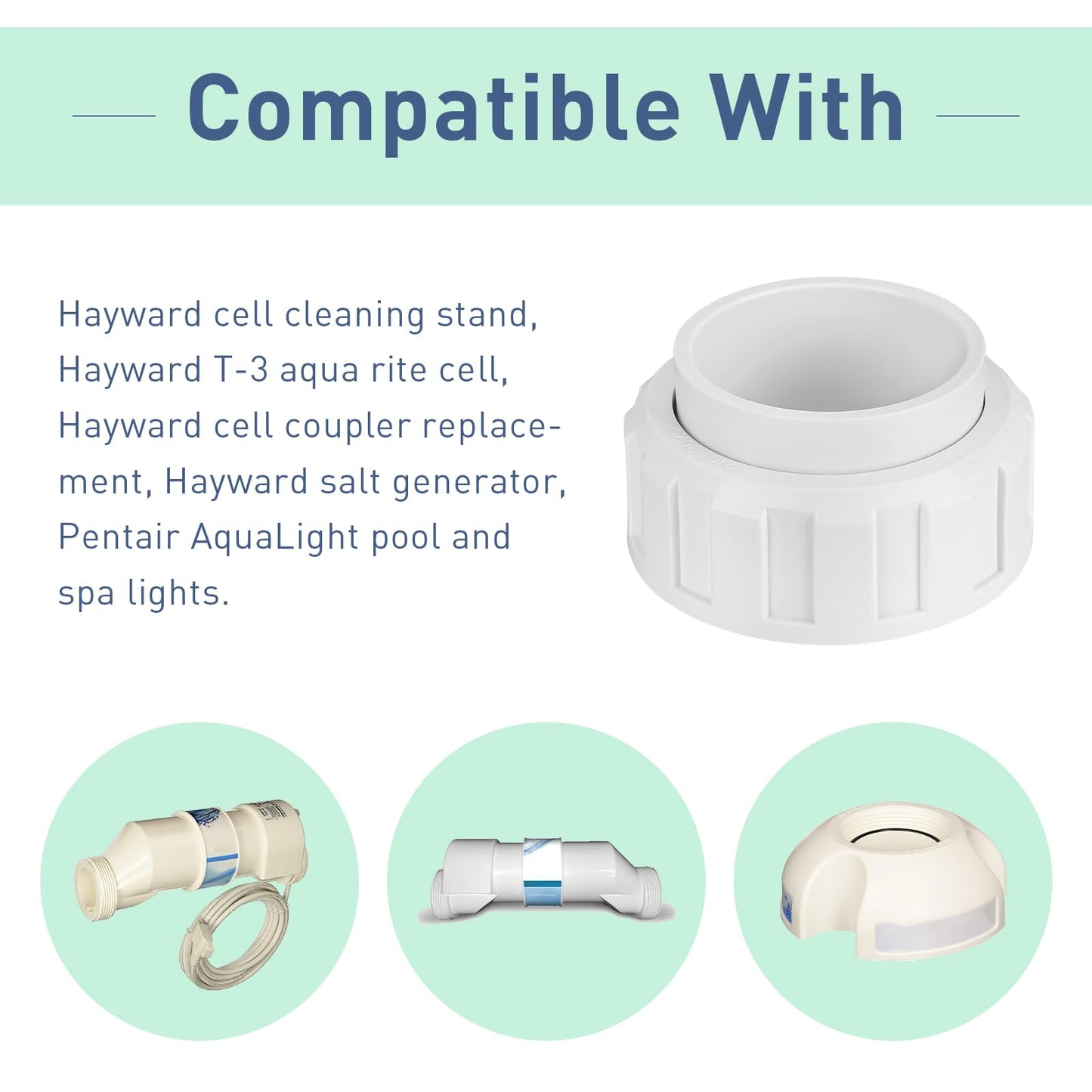 ArrogantF Salt Cell 2" Union Replacement for Hayward GLX-Cell-Union,for Hayward T-3 T-15 Cleaner Coupler Replacement,fit for Hayward Goldline AquaRite Turbo Cell Generator Pool Pool and Spa Pump Parts