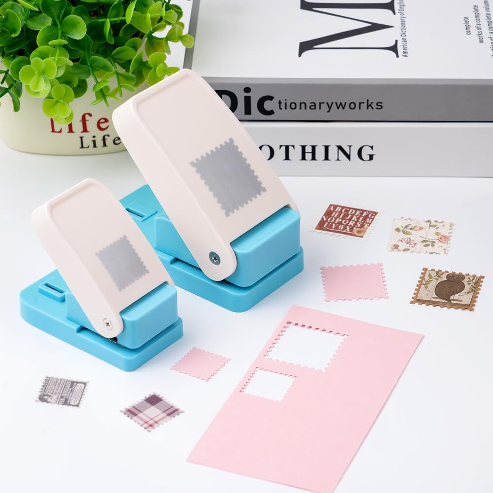 BAOFALI 4Pcs /Set Stamp Puncher Stamp Punch 1x0.8 &1.5 &1 &1.25x1.5inch Postage Stamp Punch |Stamp Hole Puncher| Action Paper Punches for Crafting Scrapbooking DIY Scrapbooking Journaling Card Making
