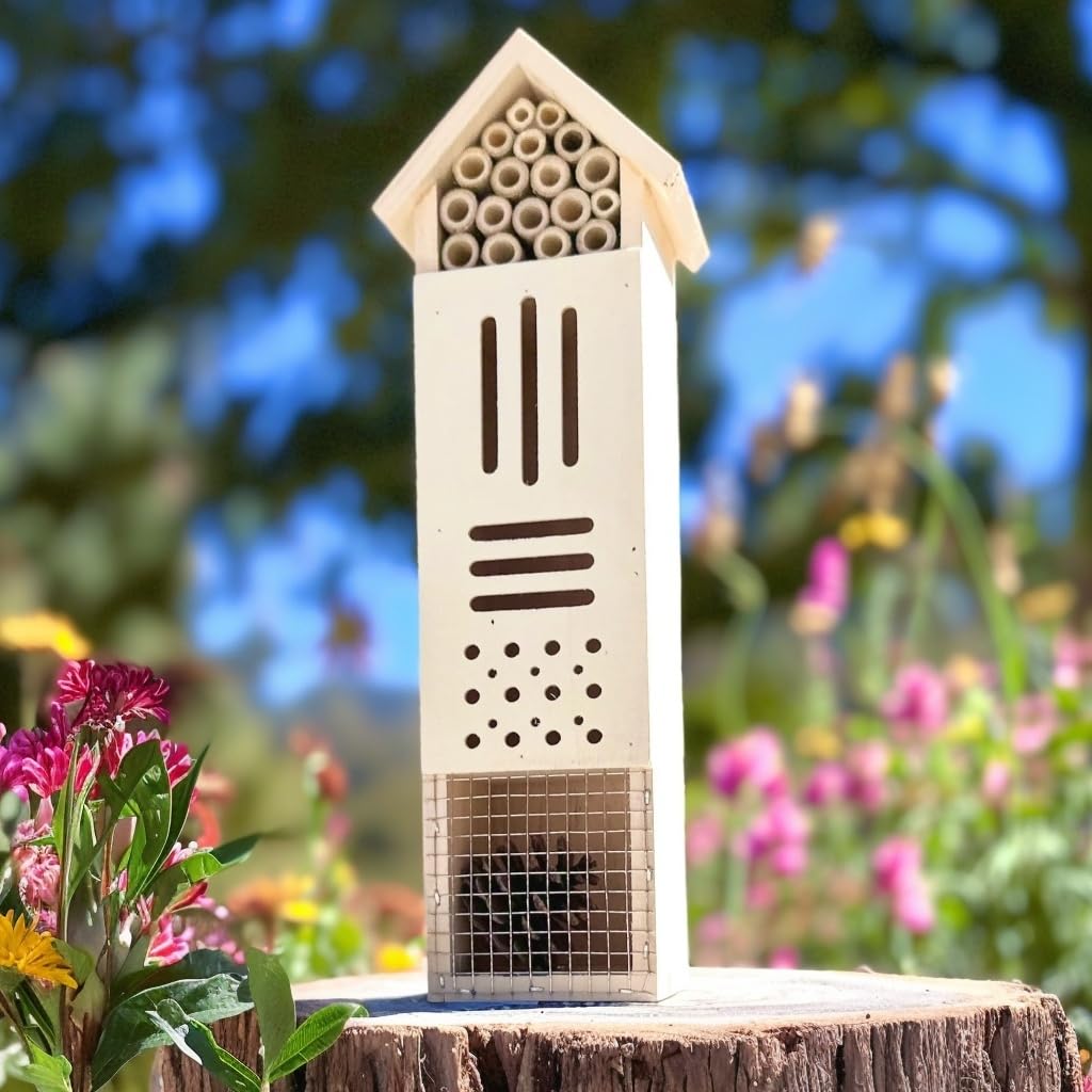 Wooden Insect House, Insect Hotel for Bugs, Bees, Butterflys, Ladybirds, Natural Beneficial Insect Habitat for Garden and Yard