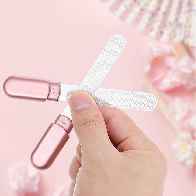Glass Nail File with Case, Crystal Fingernail Manicure Files Professional Foot Nail Care Tool Home Salon Beauty Shaping Polisher Buffer for Women Mom Sister Girlfriend Friends Christmas