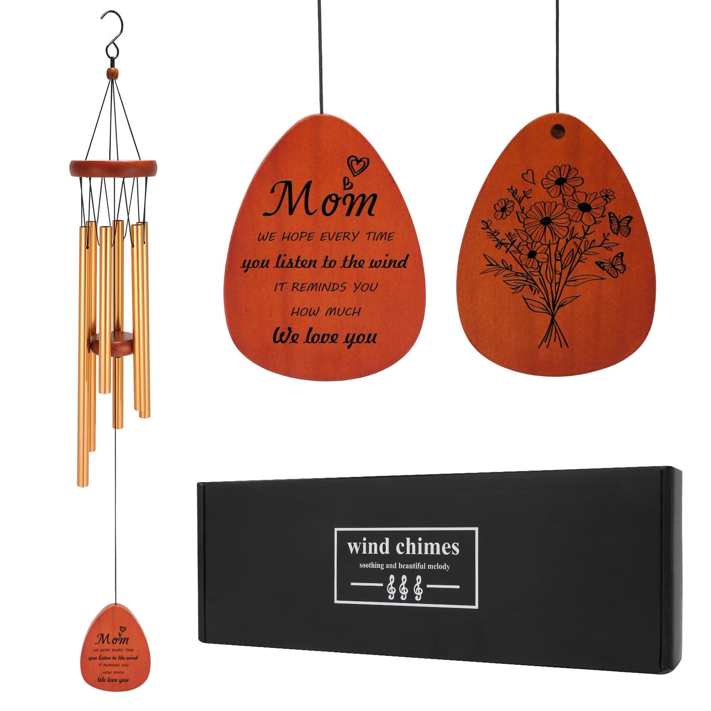 Moms Wind Chimes – Windchimes for Home & Garden, Mother's Day Birthday Gift from Daughter & Son, Valentines Day Gift Ideas for Mom