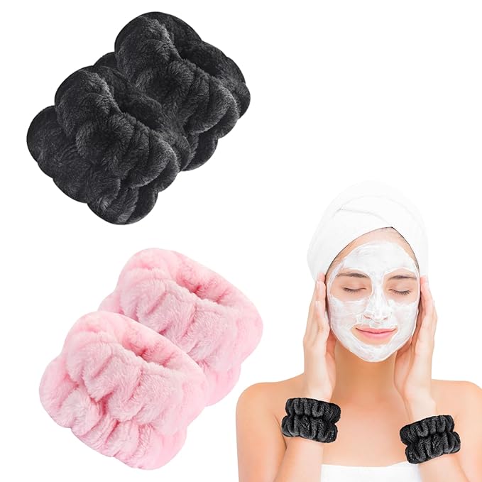4 Pcs Wrist Bands for Washing Face, Microfiber Wrist Towels for Washing Face, Spa Wristbands for Washing Face, Face Wash Wristbands, Arm Bands for Washing Face for Woman and Children