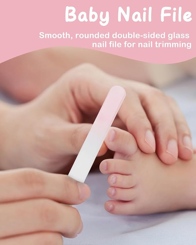 babygoal Baby Nail Flie Care Kit - 4-Piece Gentle Nail Trimmer & File Set with Safety Stopper | Painless Clipping for Newborns & Infants | Portable Case (Soft Pink) ZJCT01-B