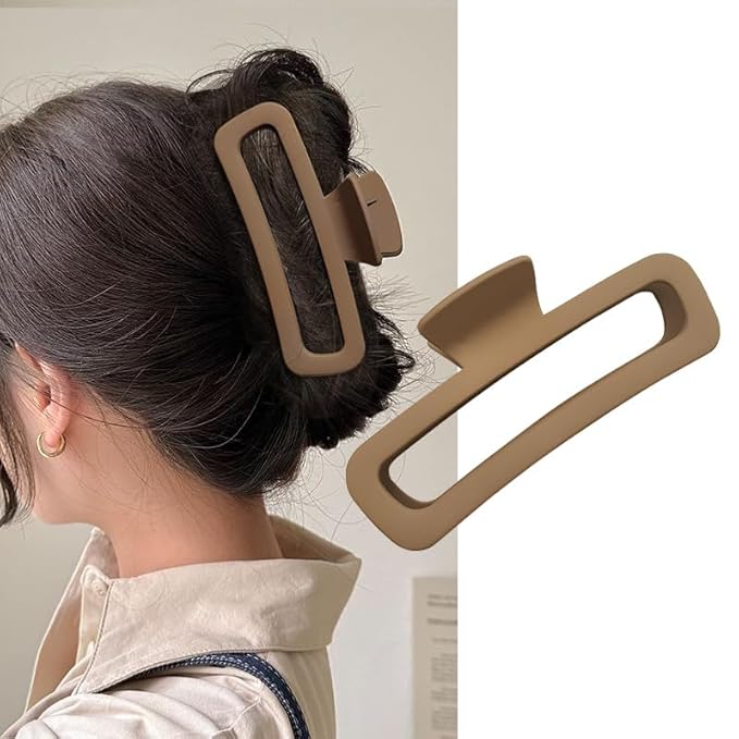 5 Inch Large Hair Claw Clips, No Slip Matte Square XL Hair Clips for Thick Long Curly Hair, Women's Big Rectangle Strong Clips, 4 Pack
