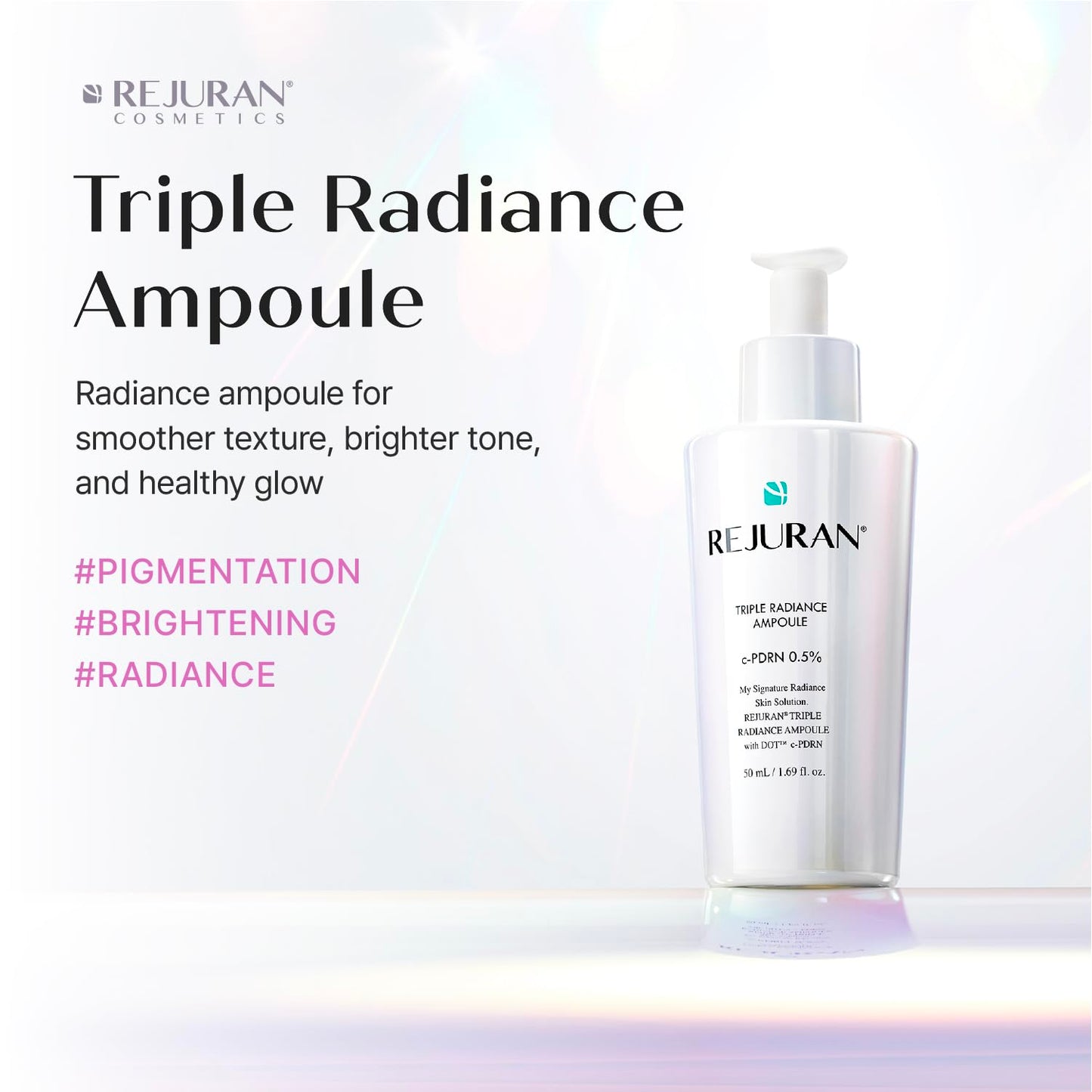 REJURAN® Triple Radiance Ampoule 30ml – DOT™ c-PDRN 0.5% Serum for Tone, Texture & Glow - Niacinamide & Licorice Extract for Even-Looking Skin