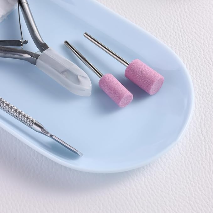 3Pcs Manicure Tools Storage Tray, Oval Plastic Storage Dish Nail Art Accessory Display Trays, Jewelry Rhinestone Organizer Plate, Makeup Cosmetic Nail Decorations Storages PlateÃ¯Â¼ÂBlueÃ¯Â¼Â