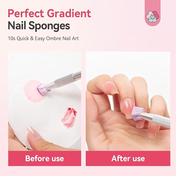SAVILAND 100PCS Nail Sponges for Ombre: Purple Nail Art Sponges With Grabbing Pen Ombre Nail Sponge Gradient Nail Tools Aura Nails Ombre Nail Brush Professional Home DIY Nail Art Salon
