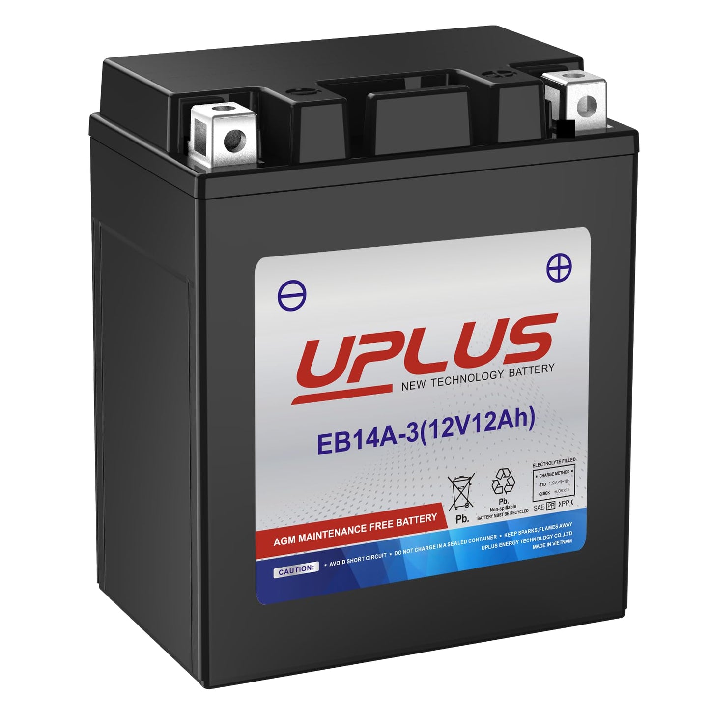 UPLUS YTX14AHL-BS Motorcycle Battery, EB14A-3 12V 12Ah SLA Batteries Maintenance Free Scooter ATV AGM Battery, Replacement for PTX14AHL-BS, GTX14AHL-BS, YUAM62H4L, YB14L-A2, 12N14-3A, YB14L-B2, ETX15L