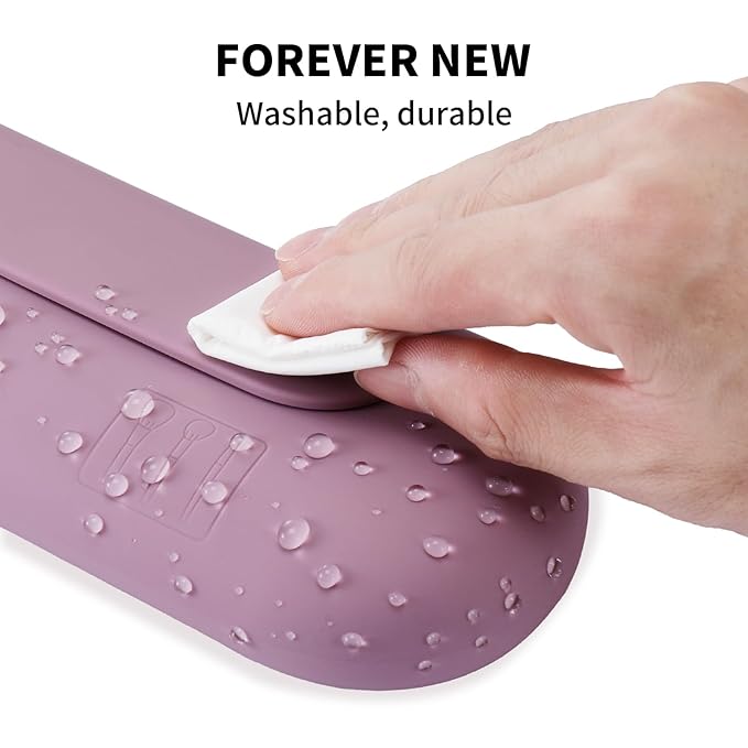 2 IN 1 Silicone Makeup Brush Holder with Beauty Make Up Sponge Holder Case：Soft Portable Cosmetic Face Brushes Holder with Upgrade Anti-Fall Out Magnetic Closure - Light Purple