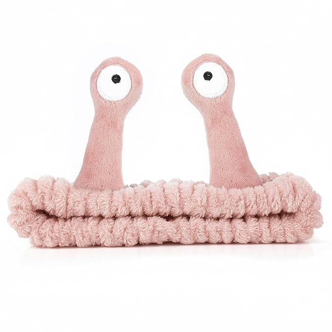 Face Wash Headband, Palm and Snail Spa Hair Bands Makeup Headbands Women Cartoon Cute Coral Fleece Elastic Headband Creative Hair Accessories for Washing Face Shower Sports (Light pink)