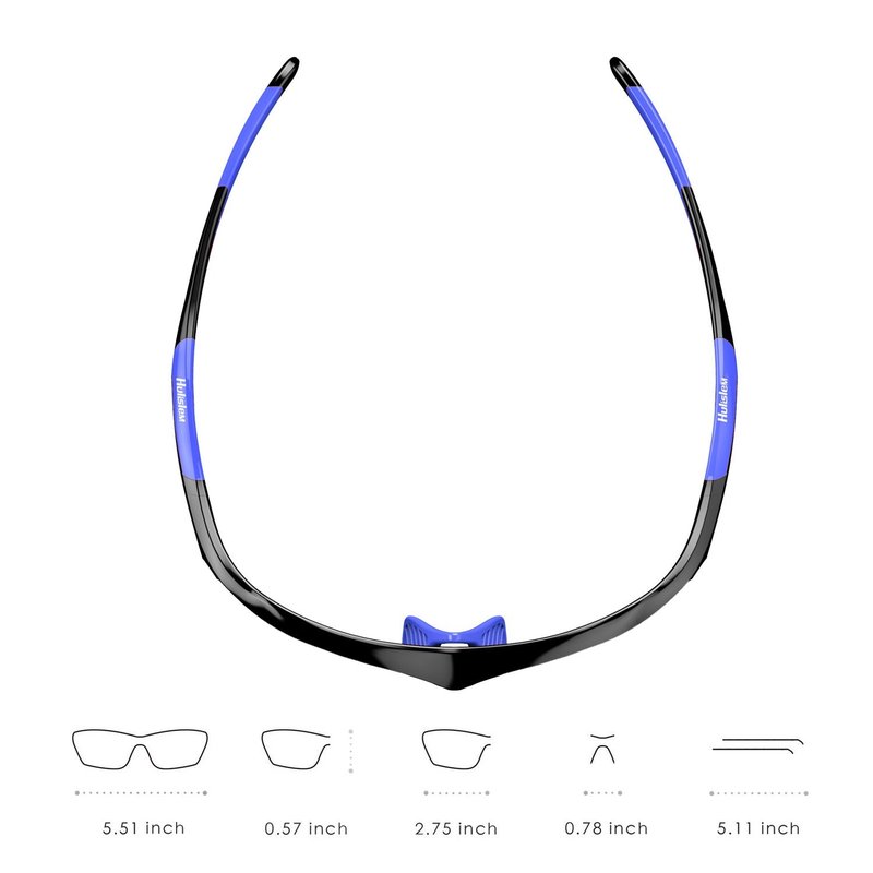 Hulislem Blade Sport Polarized Sunglasses For Men Women (Matte Black-Blue) Sports Womens Mens