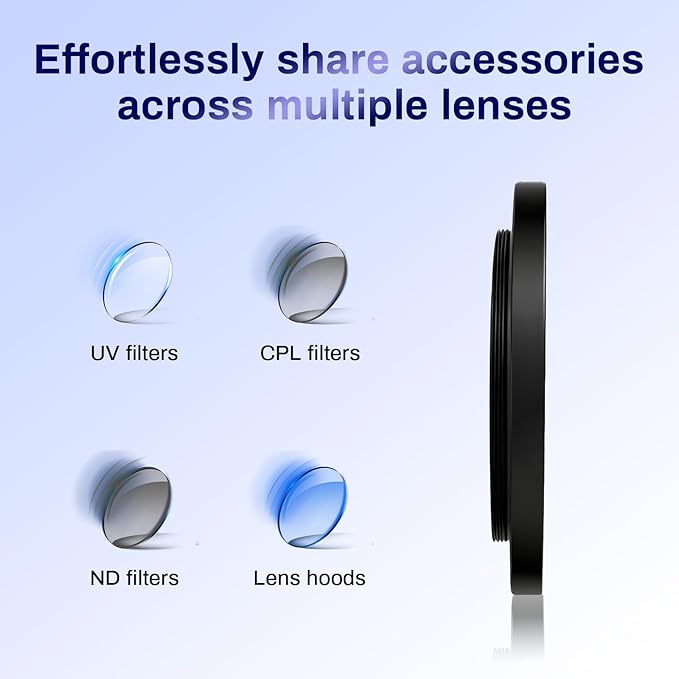 67-49mm Metal Step Down Ring Adapter Filter, Lens Filter Adapter Ring Durable Construction Stepping Rings Fits 67mm Lens to 49mm UV/CPL/ND Filters & Cameras Hoods Outdoor Photography Use