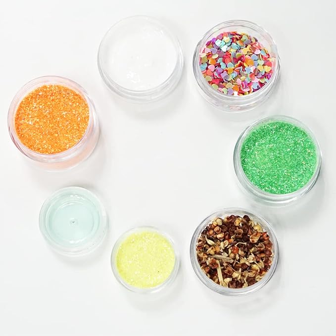10pcs Small Travel Containers, Clear Sample Containers with Screw Lids, 5 Size 3/5/10/15/20 Gram Sample Jars with 12pcs Labels and 2pcs Mini Disposable Spatula, Makeup Sample Containers BPA Free
