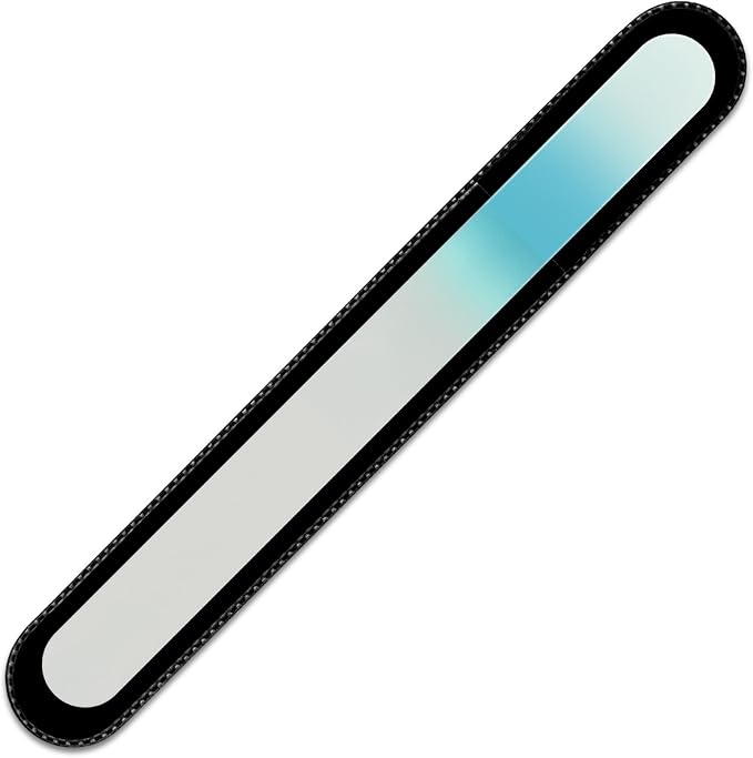 Mont Bleu Rainbow Crystal Nail File in Black Pouch - Large/Professional Size - Czech Tempered Glass - Handmade in Bohemia (Czech Republic)