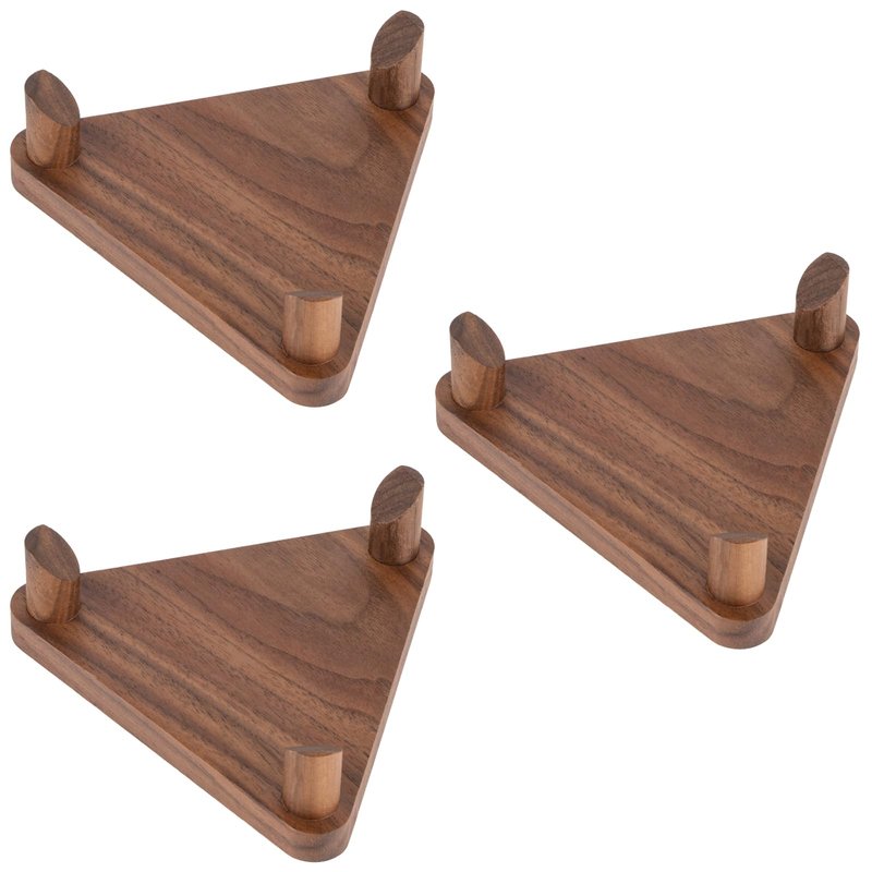 PUERSI Ball Stand Display Stand Set of 3, for Basketball Football Soccer Volleyball, Walnut Ball Holder Case Rack