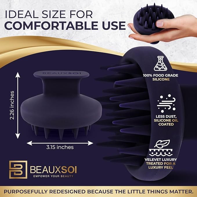 Silicone Shampoo Brush & Scalp Exfoliator - Hair Massager for Growth, Scalp Scrubber & Dandruff Brush (Medium)