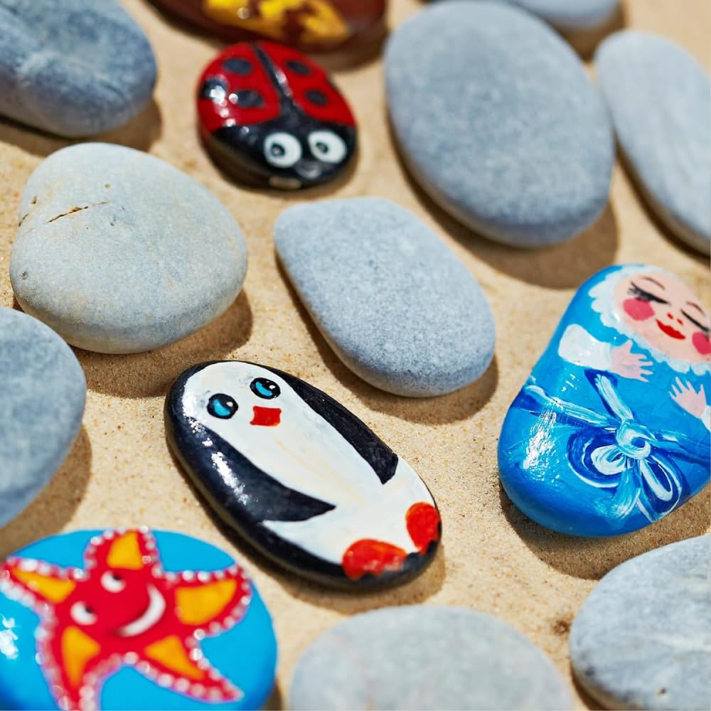 PGN 20 Large River Rocks for Painting - Stimulate Your Children’s Creativity with Our Painting Rocks for Kids - Flat and Smooth - Fun & Engaging Rock Painting with The Family - 2-4 Inches