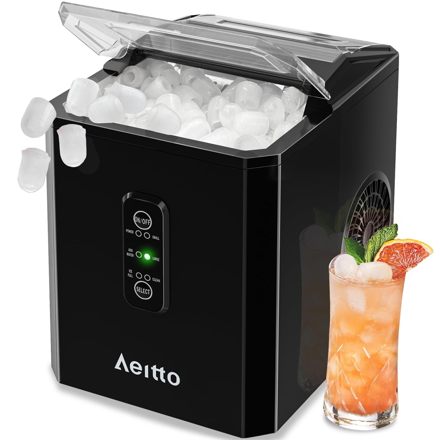 Ice Maker Countertop Ice Machine, 9 Ice Cubes Ready in 6 Mins, One-Click Operation, Auto Self-Cleaning for Home, Office, Kitchen Ice Pebble