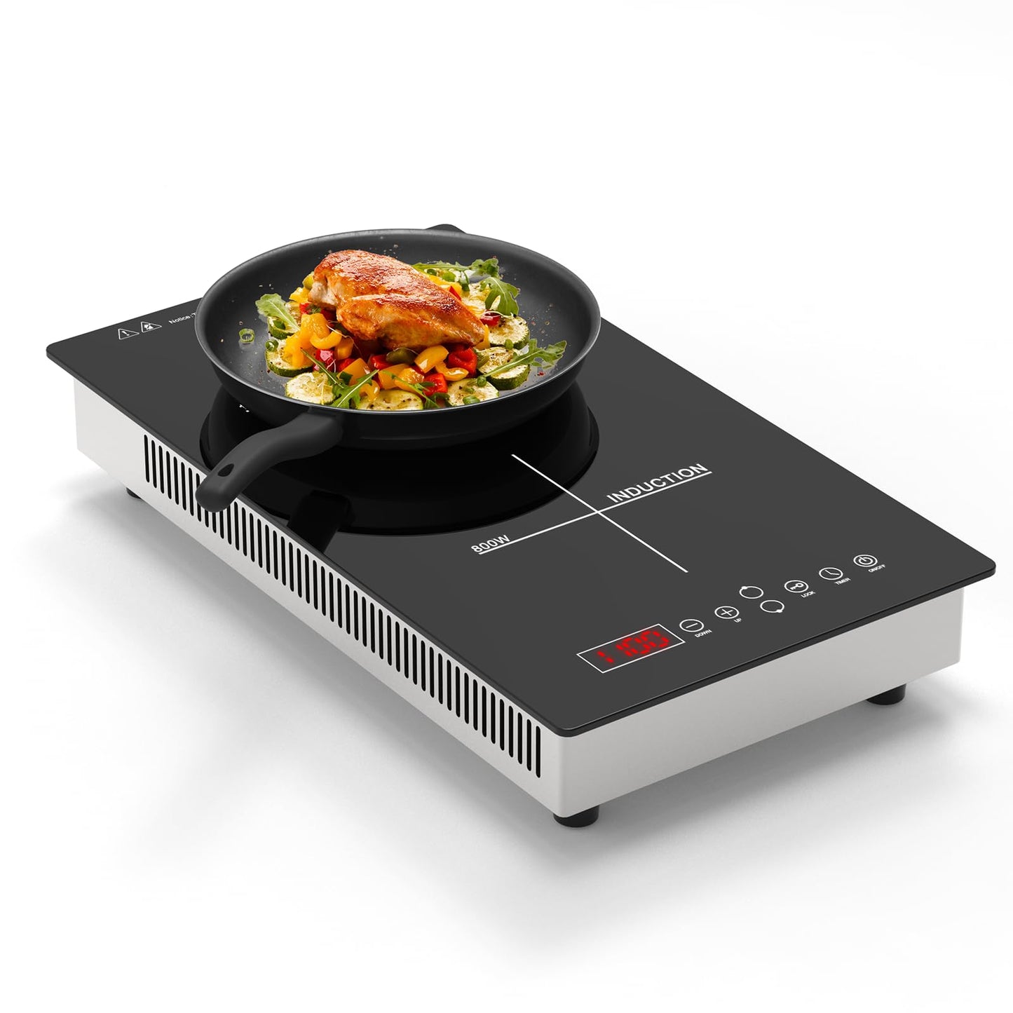 2 Burner Induction Cooktop Built in/Countertop, 110V~120V 1900W Double Induction Cooktop for RV, Camping with Plug, Timer, Child Lock (Black）