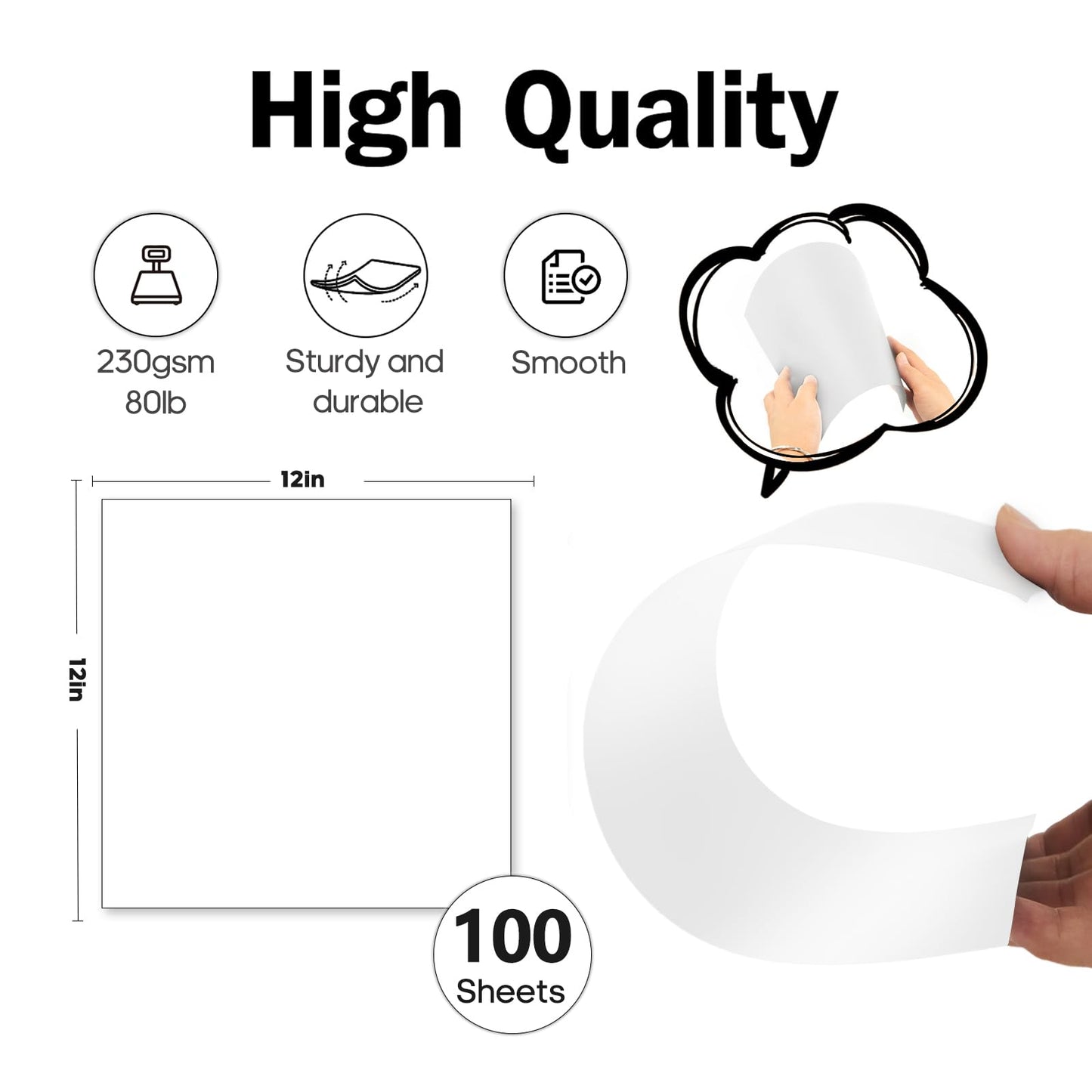 White Cardstock 12x12-100 Sheets Cardstock Paper, Goefun 80lb White Card Stock Paper for Card Making, Cricut, Crafting, Scrapbook, Photo Albums