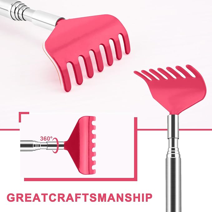NICEMOVIC 6 Pack Back Scratcher for Women Men, Christmas Stocking Stuffers, Prizes for Adults, White Elephant Gifts for Adults, Extendable Bulk Back Massager Tool for Thanksgiving Birthday (Red)