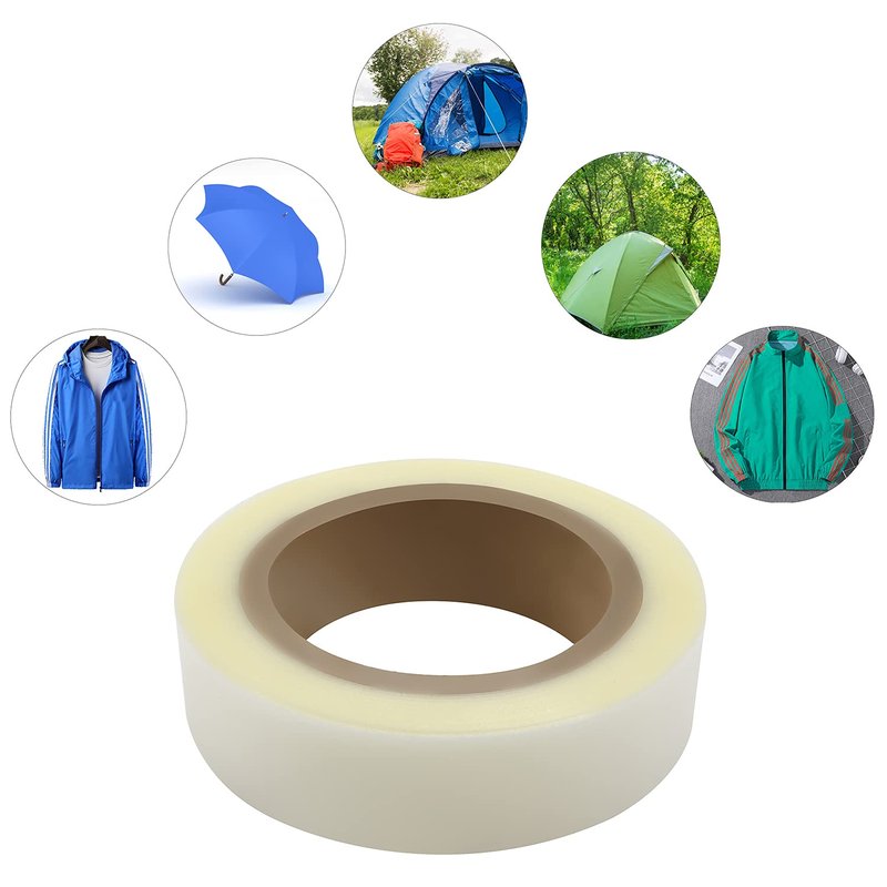 XIWENQUKU 1 Roll 65′ Iron on Hot Melt Seam Sealing Repair Adhesive Fusible Tape，Layer for Waterproof PU Coated Fabrics Sportswear Outdoor Gear Raincoat Tent Awning (Clear, 0.78" X 0.04")