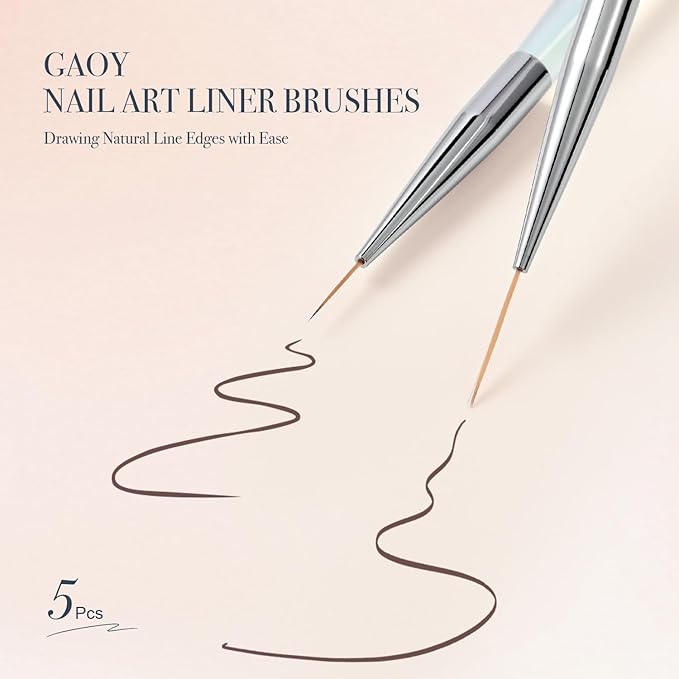 GAOY 5Pcs Nail Art Liner Brushes, Professional Painting Art Pen Set, Nail Design Tools for French Liner, Thin Details and Fine Drawing