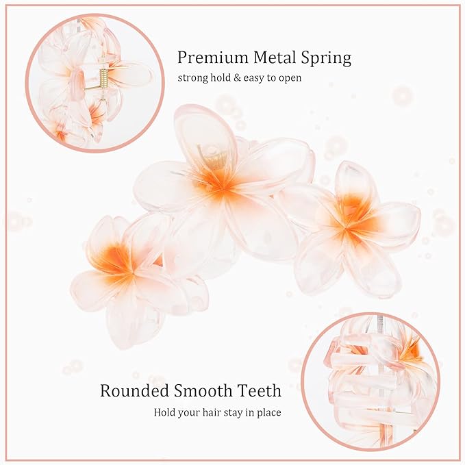 Ondder 4 Pcs Big Flower Hair Clips for Women - Large Matte Claw Clips for Thick Hair, Non-Slip Strong Hold Jaw Clips - Hair Accessories for Women and Girls