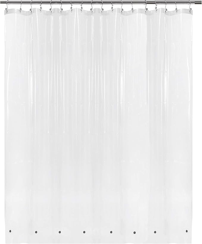 Barossa Design Extra Wide Shower Curtain Liner 108" x 72" with 8 Magnets - Waterproof PEVA Around Shower Liner for Bathroom, PVC Free, Metal Grommets - Clear, 108X72