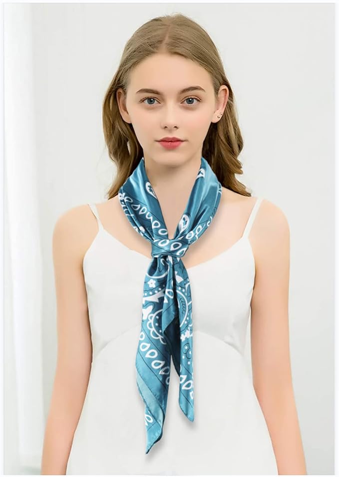 vimate 35" Square Silk Like Head Scarf - Women's Fashion Satin Scarf Bandana for Hair Wrapping at Night.