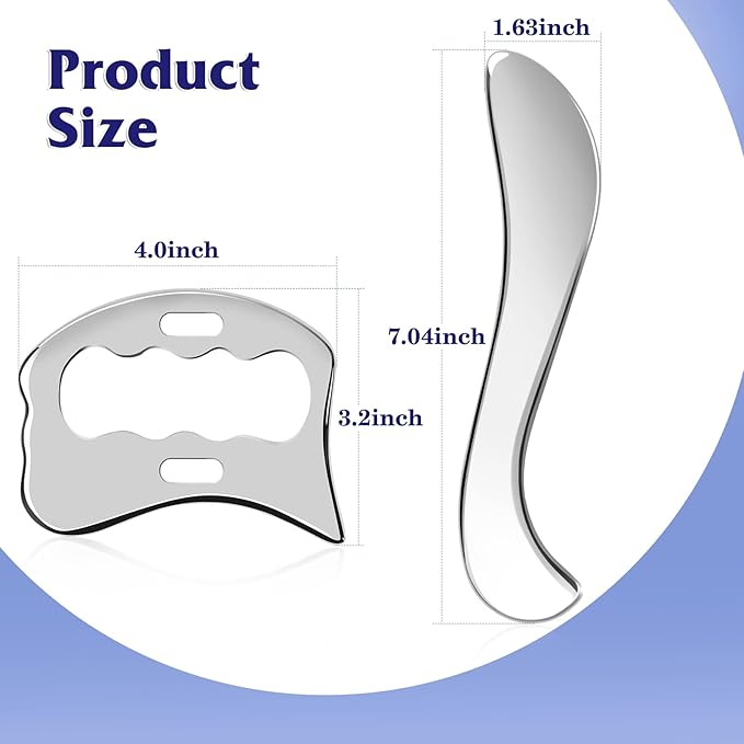 Guasha Massage Tool, Grade Stainless Steel Scraping Tool for Soft Tissue Upgrade Physical Therapy Stuff,Used for Back, Legs, Arms,Neck,Shoulder, Gua sha Tool…（S+Square Shaped）
