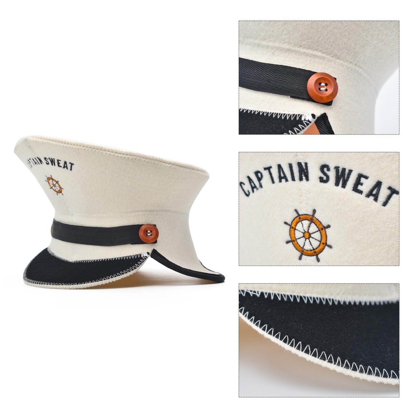 Halsa Sauna Hat - Captain Sweat Wool Sauna Cap for Men & Women, Eco-Friendly, Handmade, Breathable, One Size Fits All - Spa, Steam Room, Banya