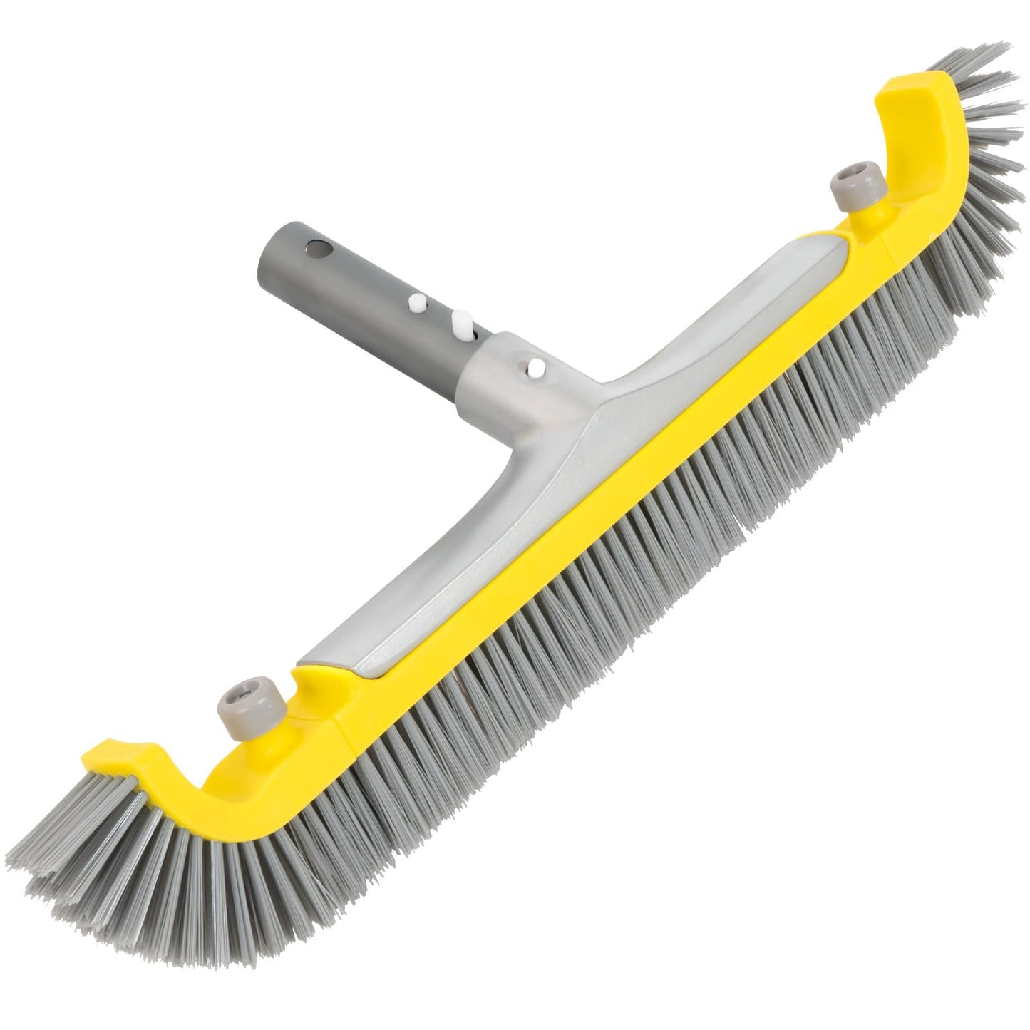 POOLAZA 20'' Pool Brush, Heavy Duty Pool Brushes for Cleaning Pool Walls & Floors, Premium Pool Brush Head for Inground Pools with BPT Bristles & EZ Clip, Curved Ends High-Efficiency Pool Scrub Brush