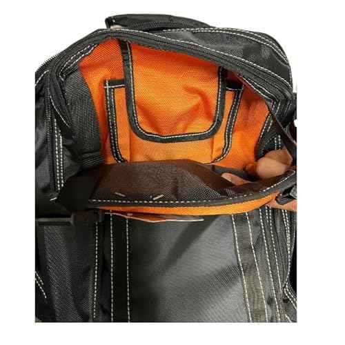 20-408 490mm Heavy Duty Polyester Tool Backpack with Plastic Base, Orange/Black