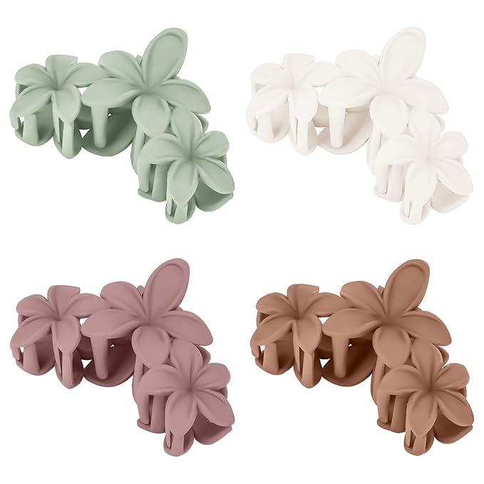 Ondder Hair Clip - Flower, 4 Pcs, 4.5 Inches, Large Matte, Claw, for Women & Girls, Thick Hair, Hair Accessories